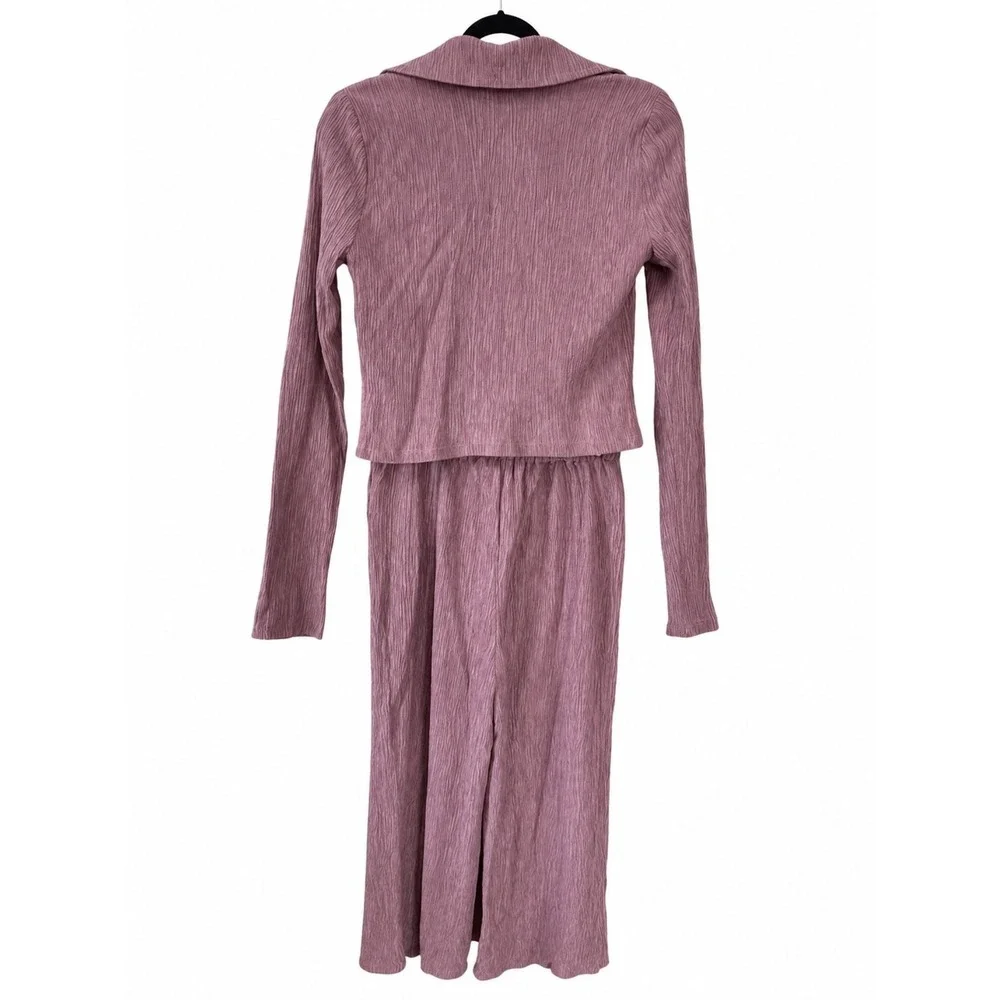 House of Harlow 1960 Kassia Sandro Set Women XXS Mauve Plisse Co Ord